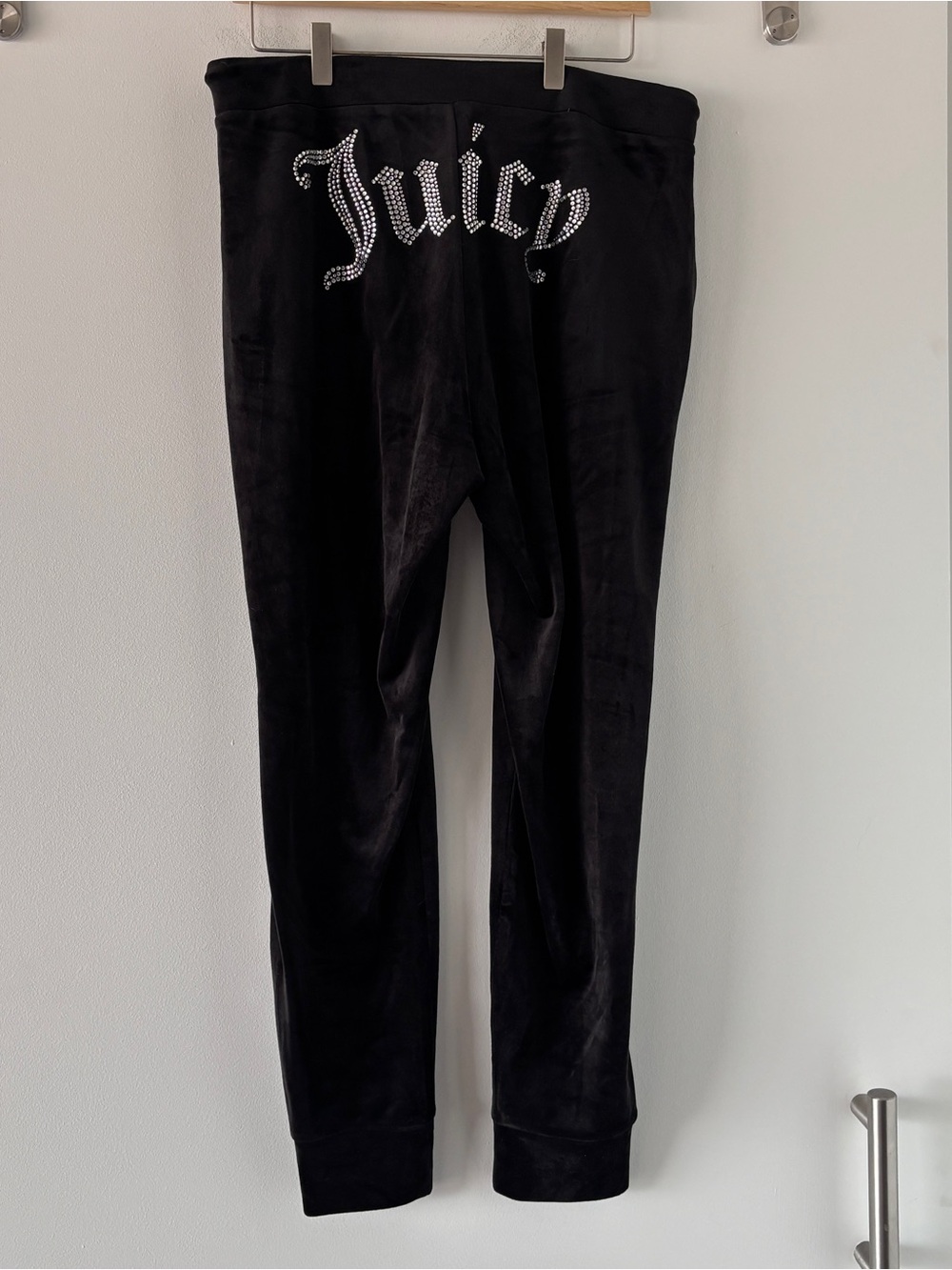 Juicy Couture Bedazzled Black Velvet Sweatpants